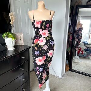 FOREVER 21 FLORAL BODYCON MIDI DRESS
